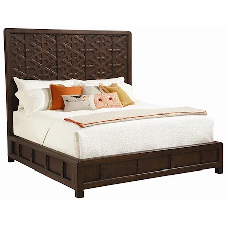 "Large as Life" King Size Platform Bed with Latticework Headboard